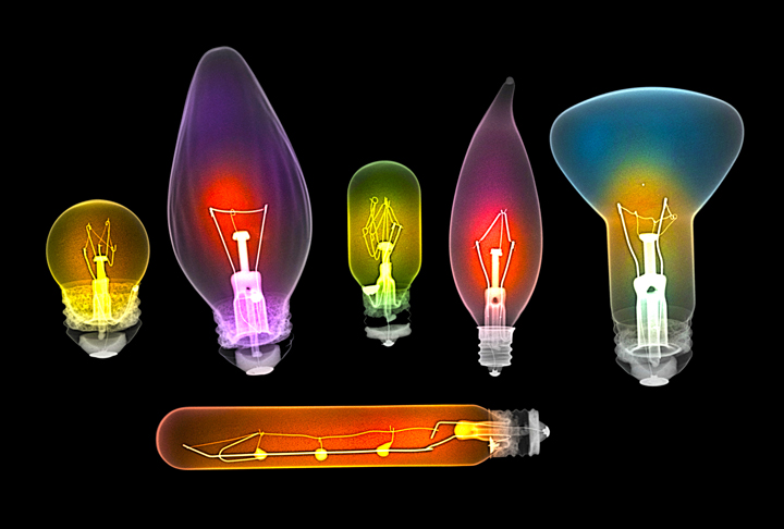 lightbulbs in X-ray light